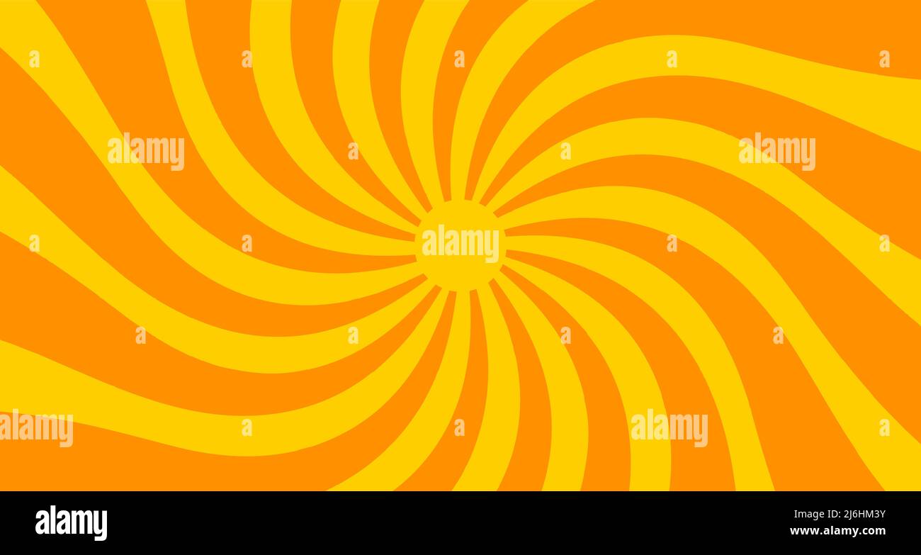 Sun orange rays, vortex element, geometric sunny background. Circus and carnival element Stock Vector