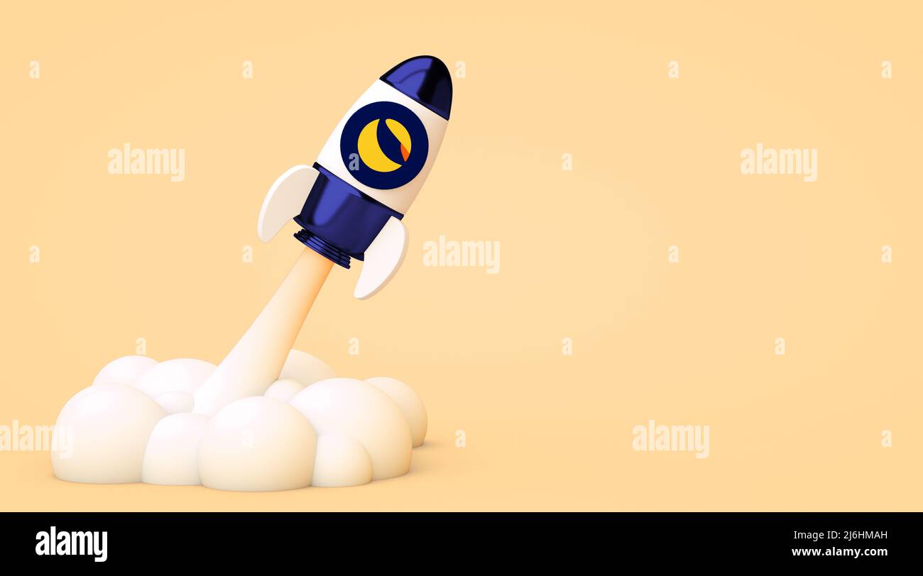 Valencia, Spain - May, 2022: Terra to the moon, bullish altcoin LUNA  cryptocurrency. Terra token crypto currency logo in a rocket with copy  space back Stock Photo - Alamy