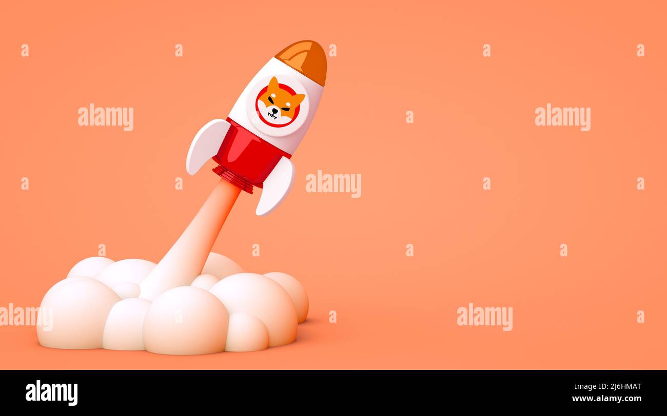 Valencia, Spain - May, 2022: Shiba Inu to the moon, bullish altcoin SHIB  cryptocurrency. Shiba Inu token crypto currency logo in a rocket with copy  sp Stock Photo - Alamy
