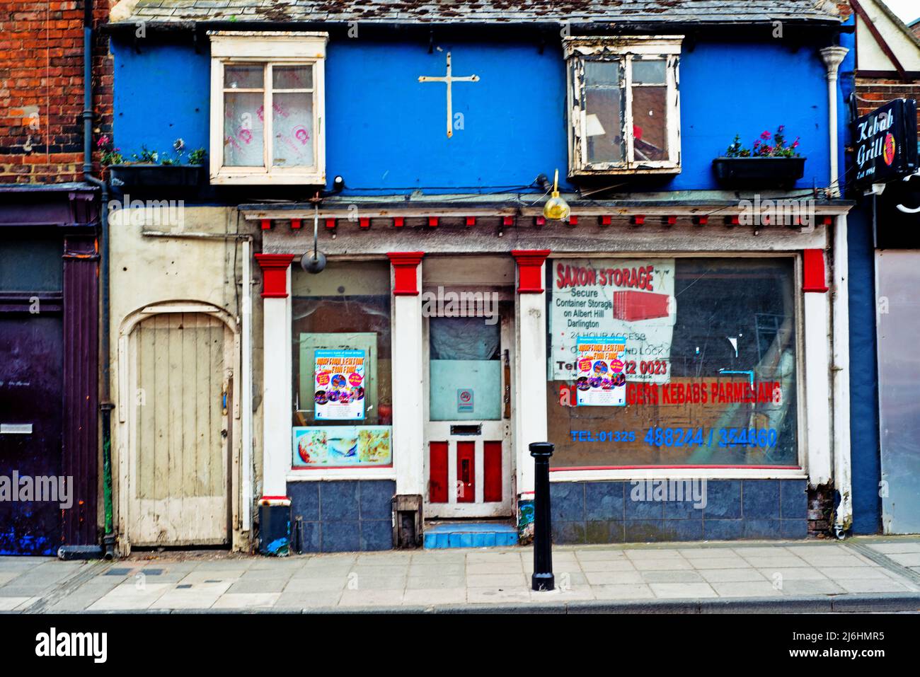 Closed and run down kebab takeaway, Bondgate, Darlington, County Durham