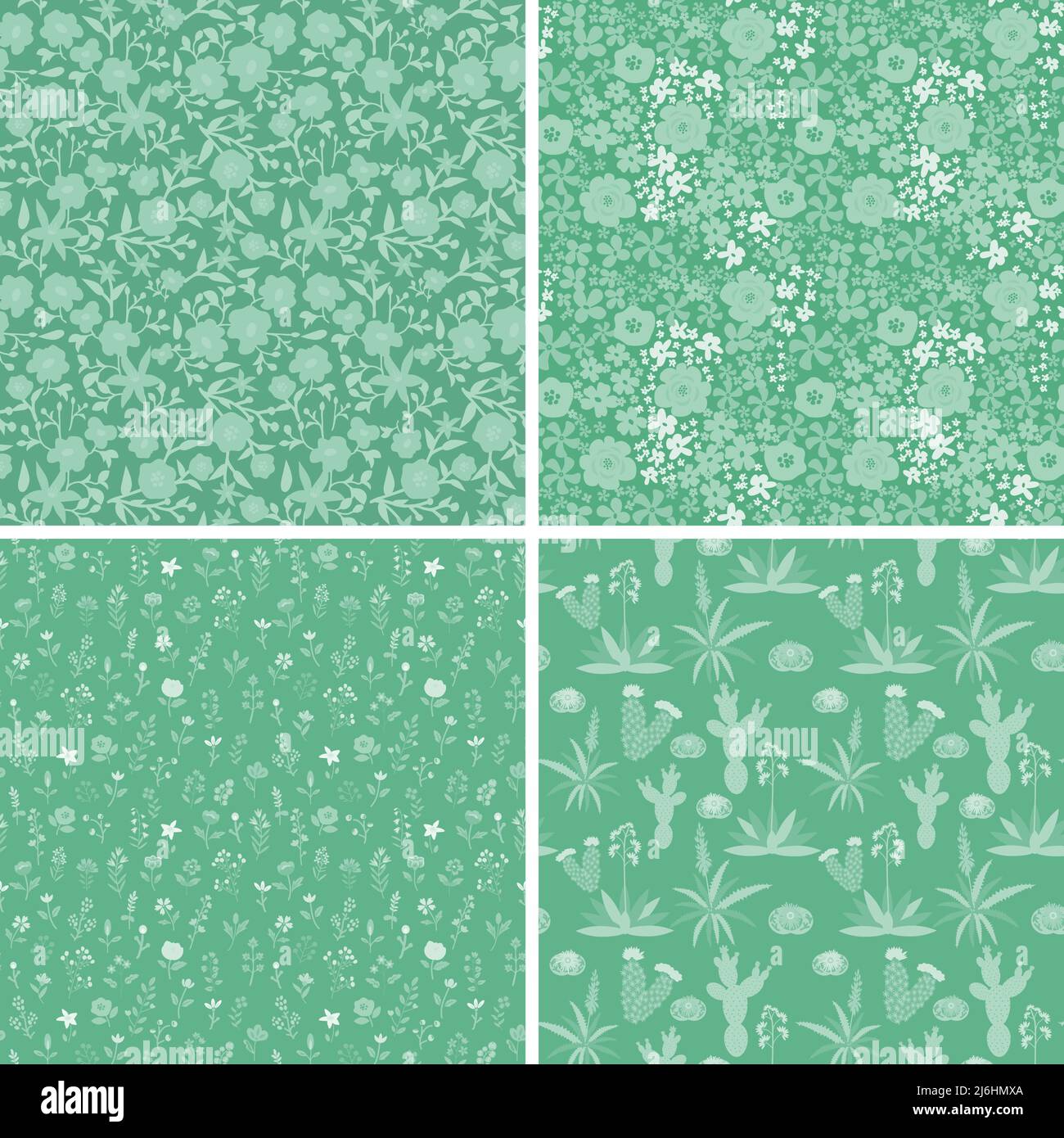 Set of decorative seamless floral patterns Stock Vector