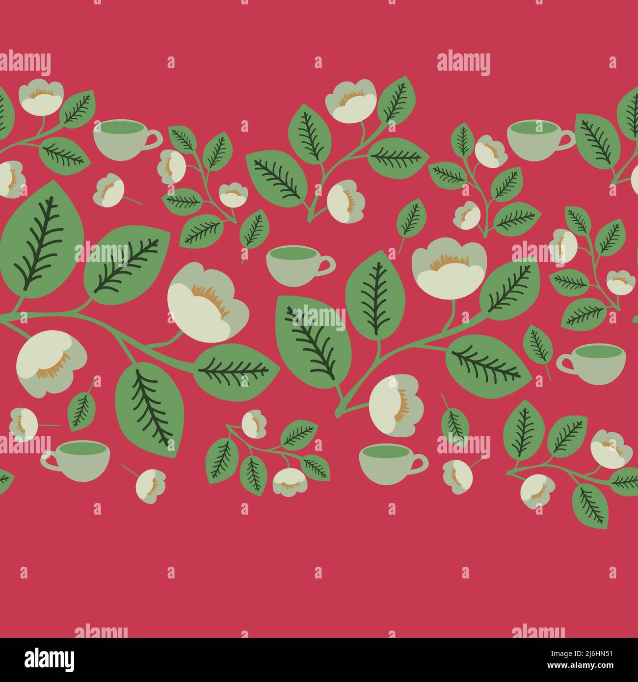 Seamless tea plant and cups pattern Stock Vector Image & Art - Alamy