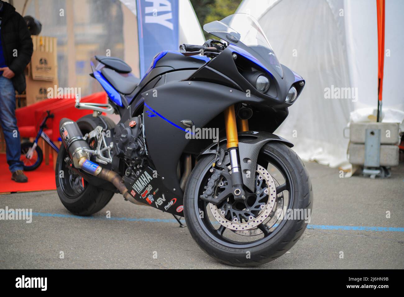 Motorcycle sportbike Yamaha YZF-R1 on the street Stock Photo