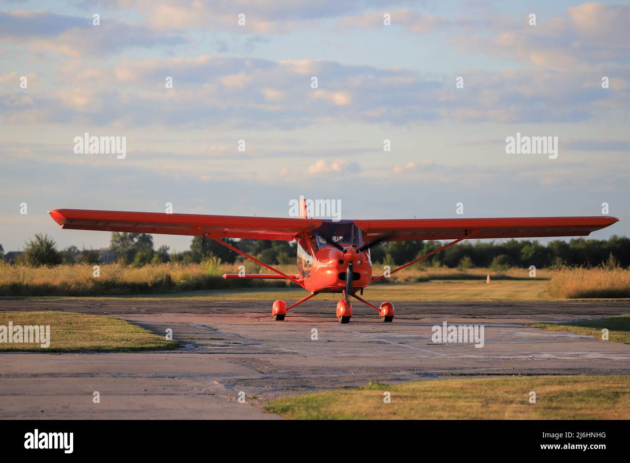 Private propeller plane Aeroprakt-32L on the runway Stock Photo