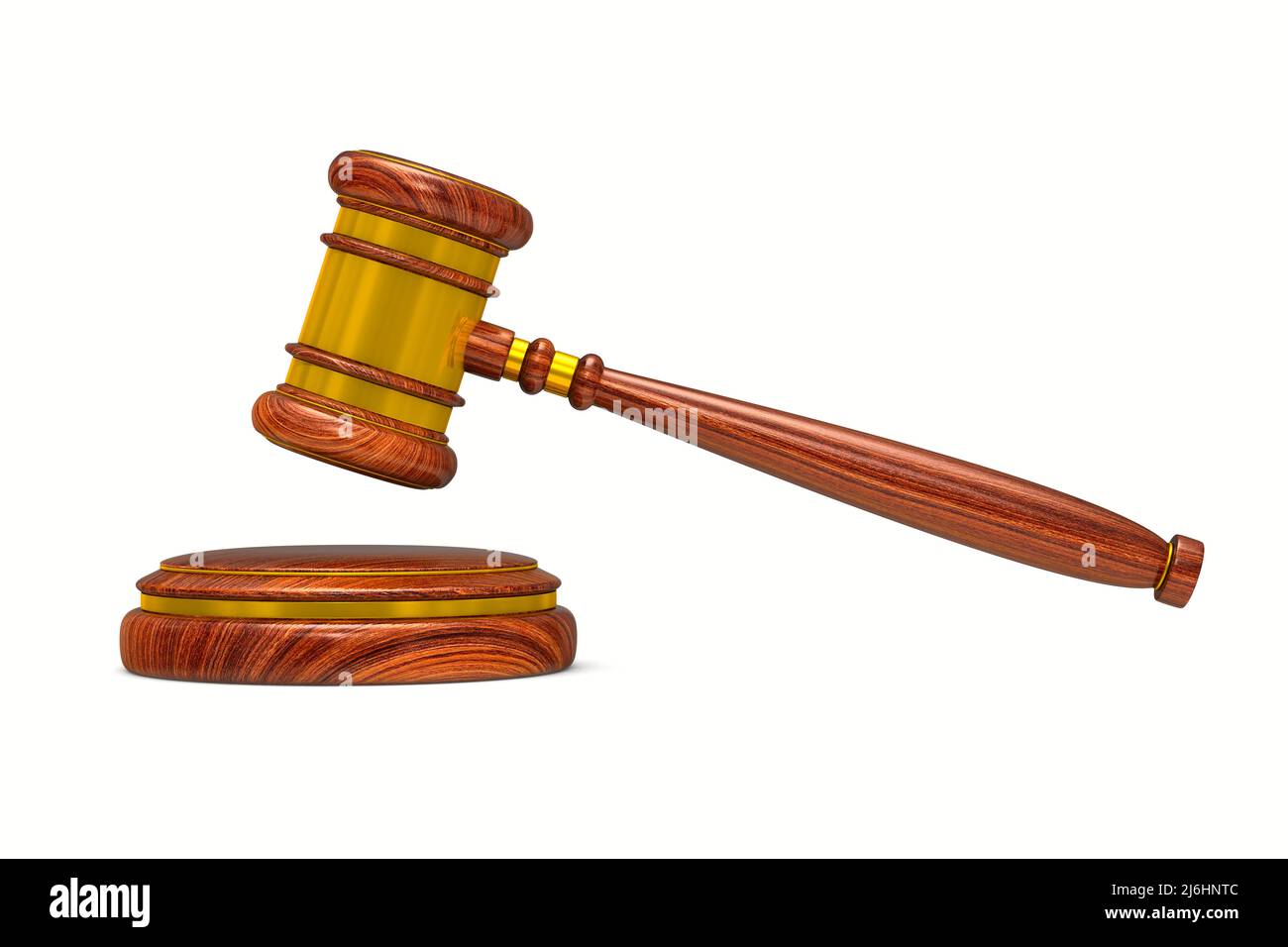 wooden gavel on white background. Isolated 3D illustration Stock Photo