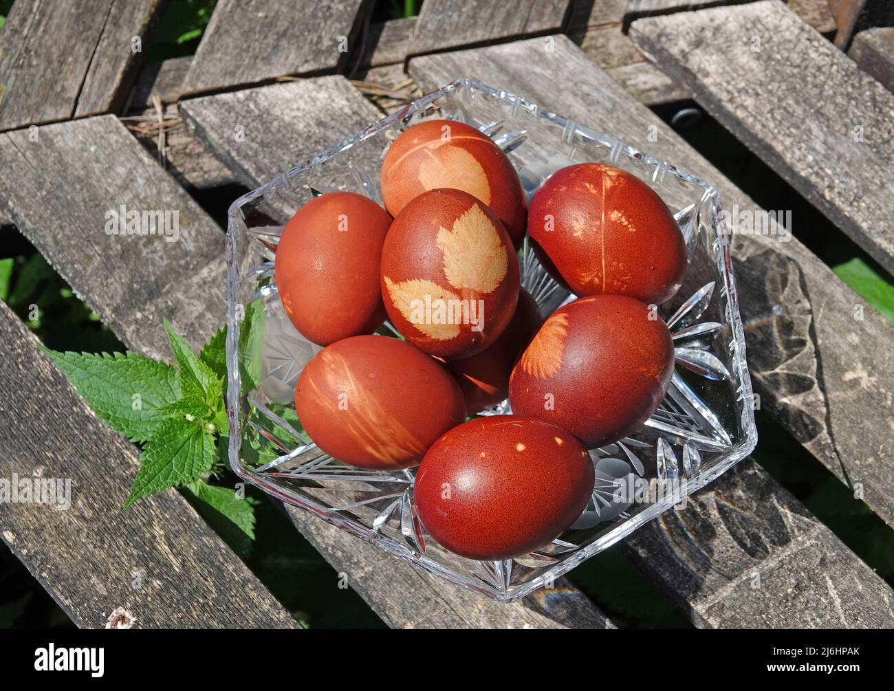 Easter Eggs Dyed With Onion Skins Stock Photo