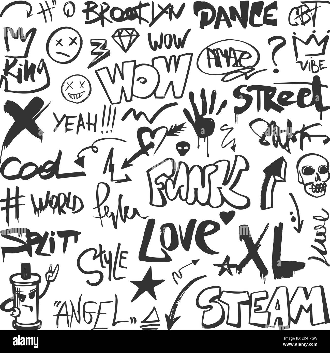 Urban graffiti elements. Spray graphics street drawing, pen doodle texture  art. Isolated black fashion paint lettering, funky painted writing neoteric  Stock Vector Image & Art - Alamy