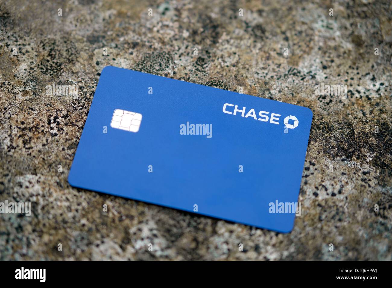 UK Chase Bank mastercard card, with special feature - no bank card detail on it's front. Digital only (virtual) bank. Stafford, United Kingdom, May 2, Stock Photo