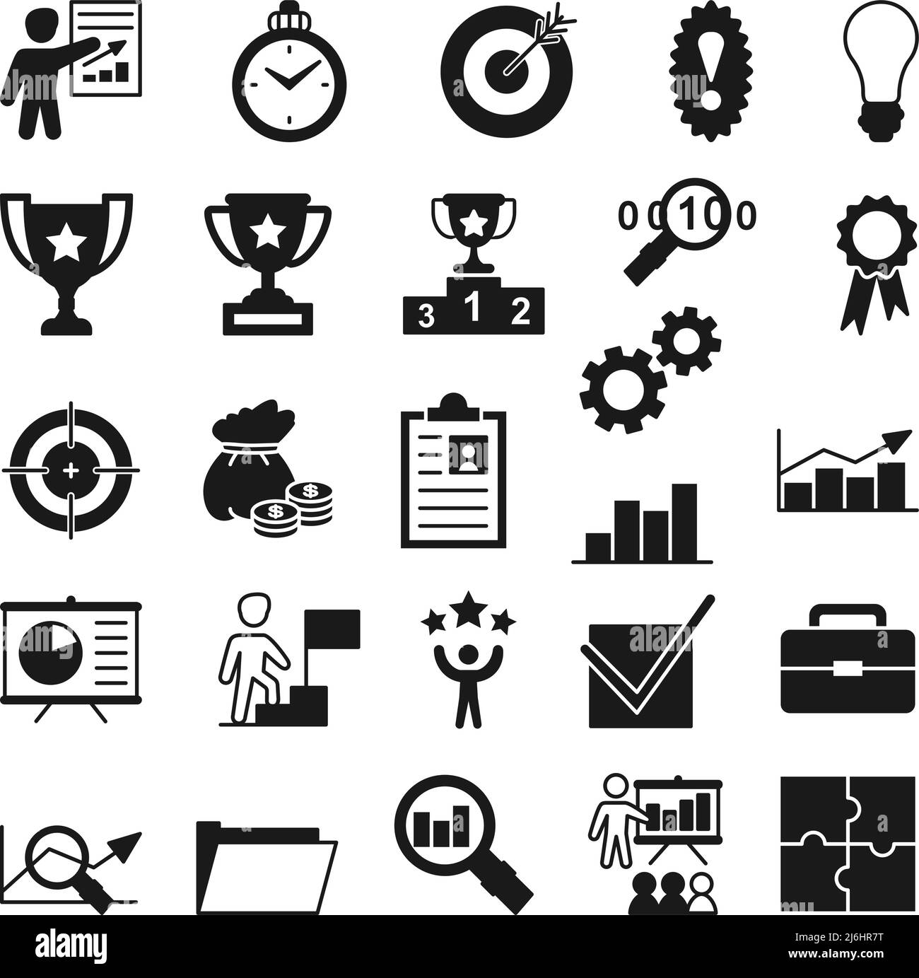 26 black and white business success icon elements. Search, review and ...