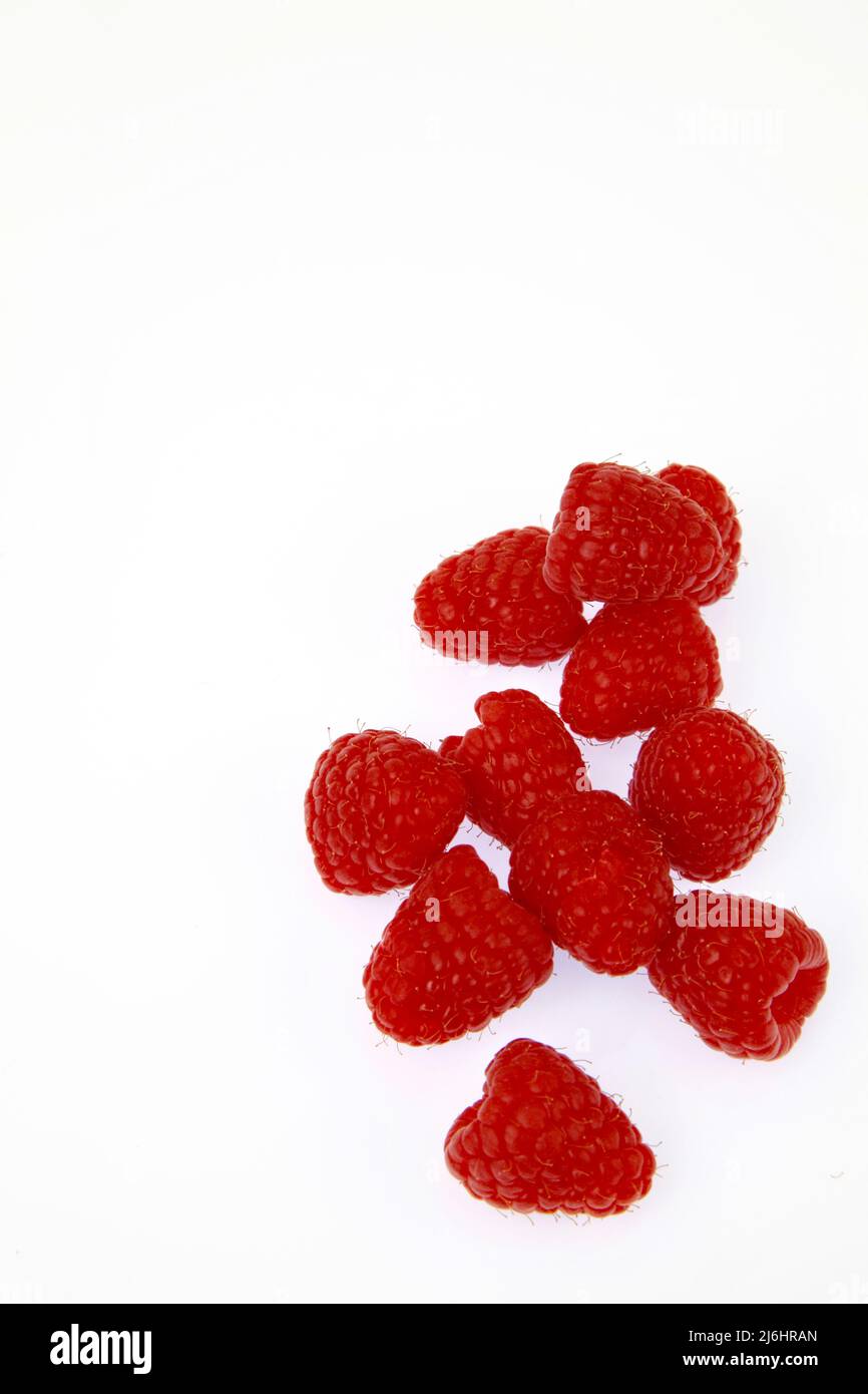Raspberries on white background May 2022 Stock Photo Alamy