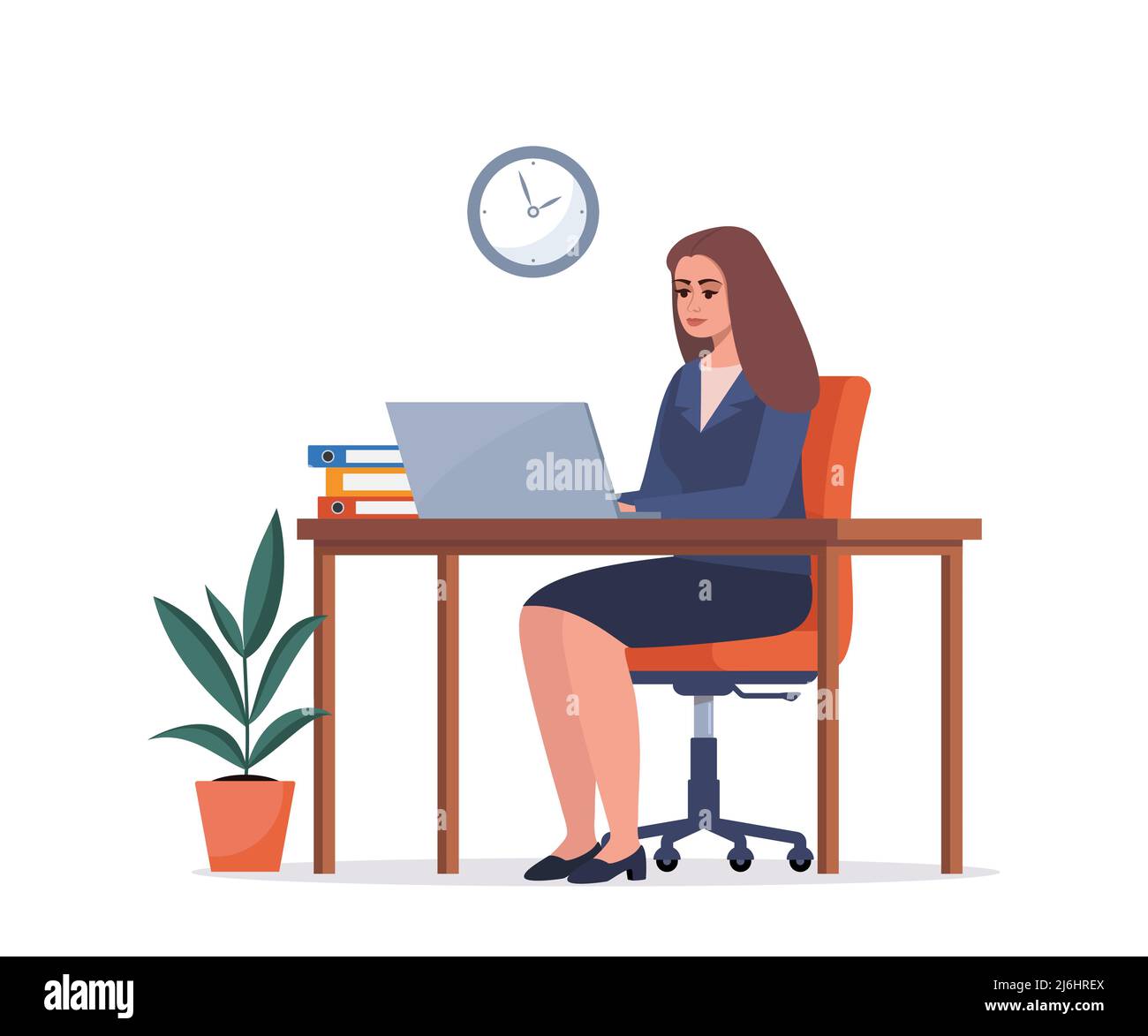 Business woman lady entrepreneur in a suit working on a laptop computer ...