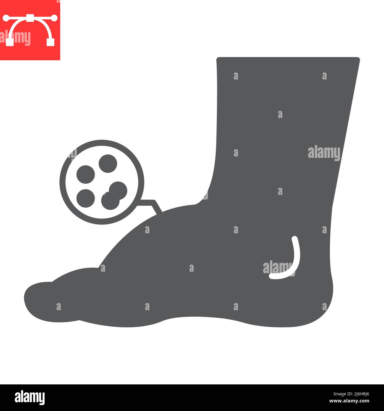 Leg edema glyph icon, diabetic and foot, leg swelling vector icon