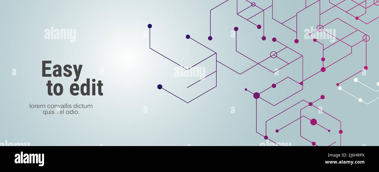 Vector connect lines and dots. Banner template for technology. Stock Vector