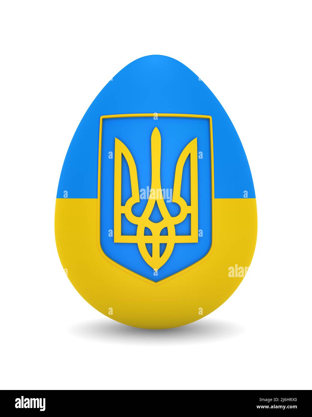 egg with national emblem ukraine on white background. Isolated 3d illustration Stock Photo