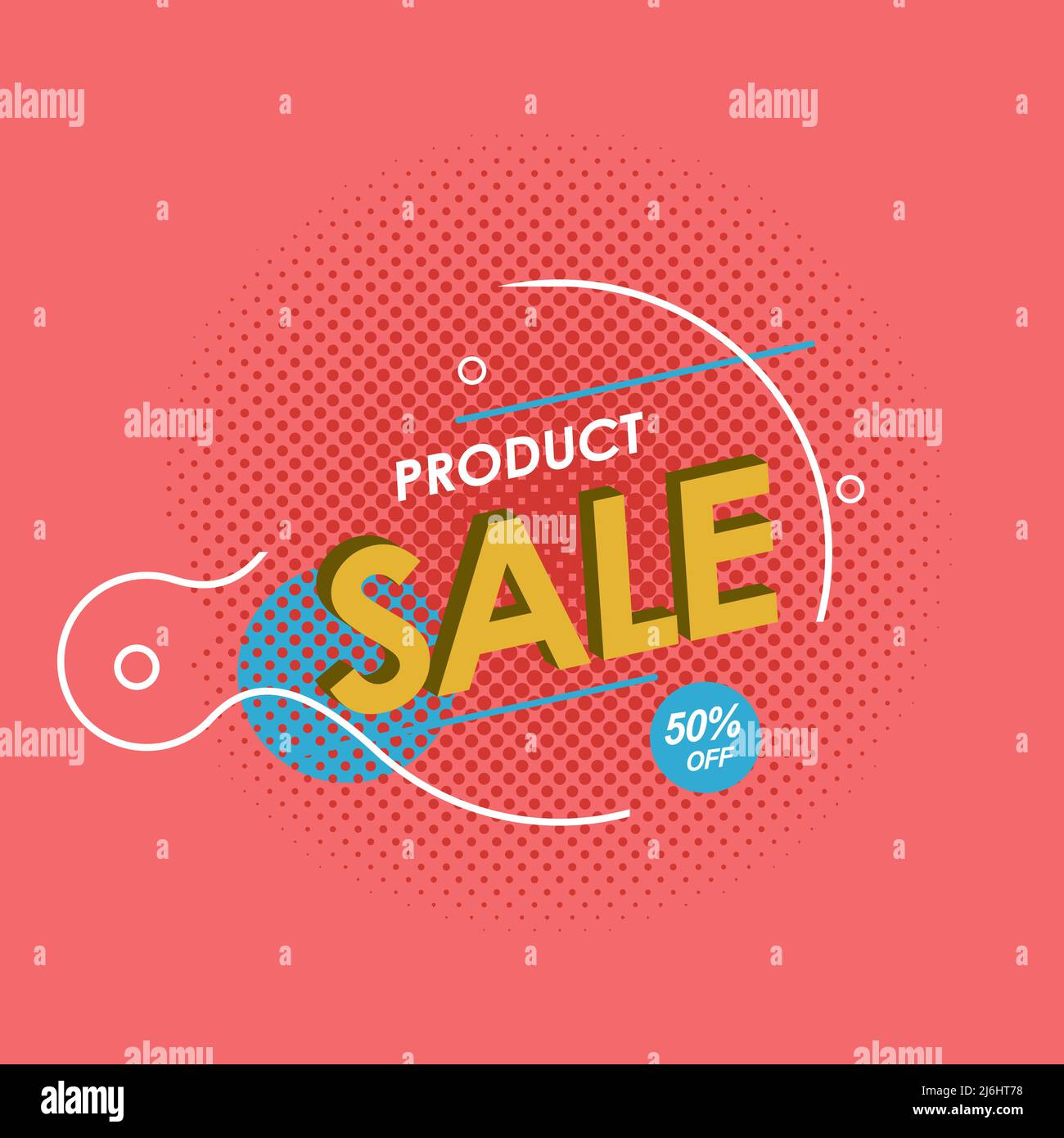 vector bright abstraction, yellow inscription fifty percent discount on a pink background Stock Vector