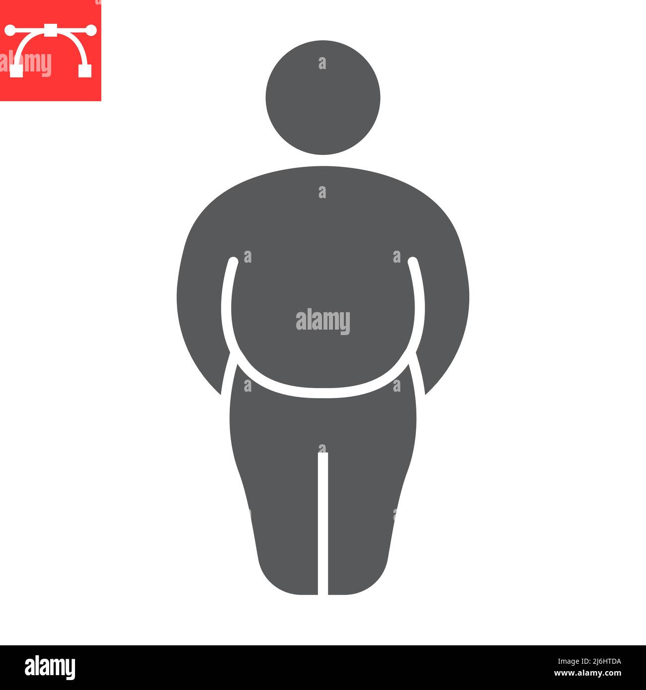 Fat man glyph icon, diabetic and overweight, fatty man vector icon, vector graphics, editable stroke solid sign, eps 10. Stock Vector