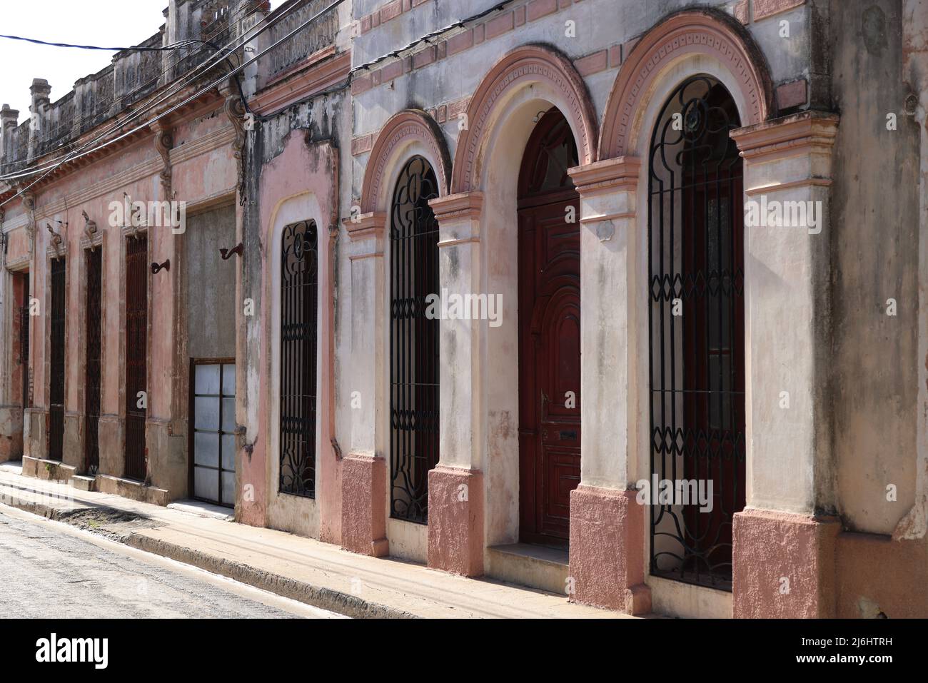 The characteristic houses of Camaguey, Cuba Stock Photo Alamy