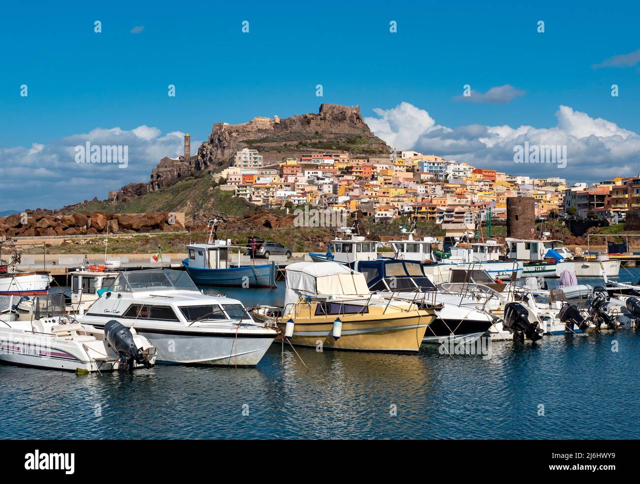 Boats in Castelsardo port, Sardinia, Italy Stock Photo