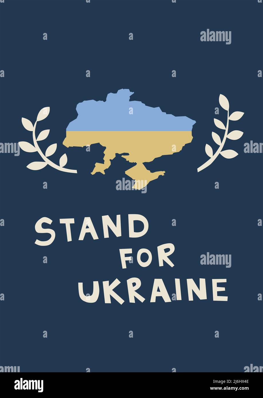 illustration of country near stand for ukraine lettering on blue,stock