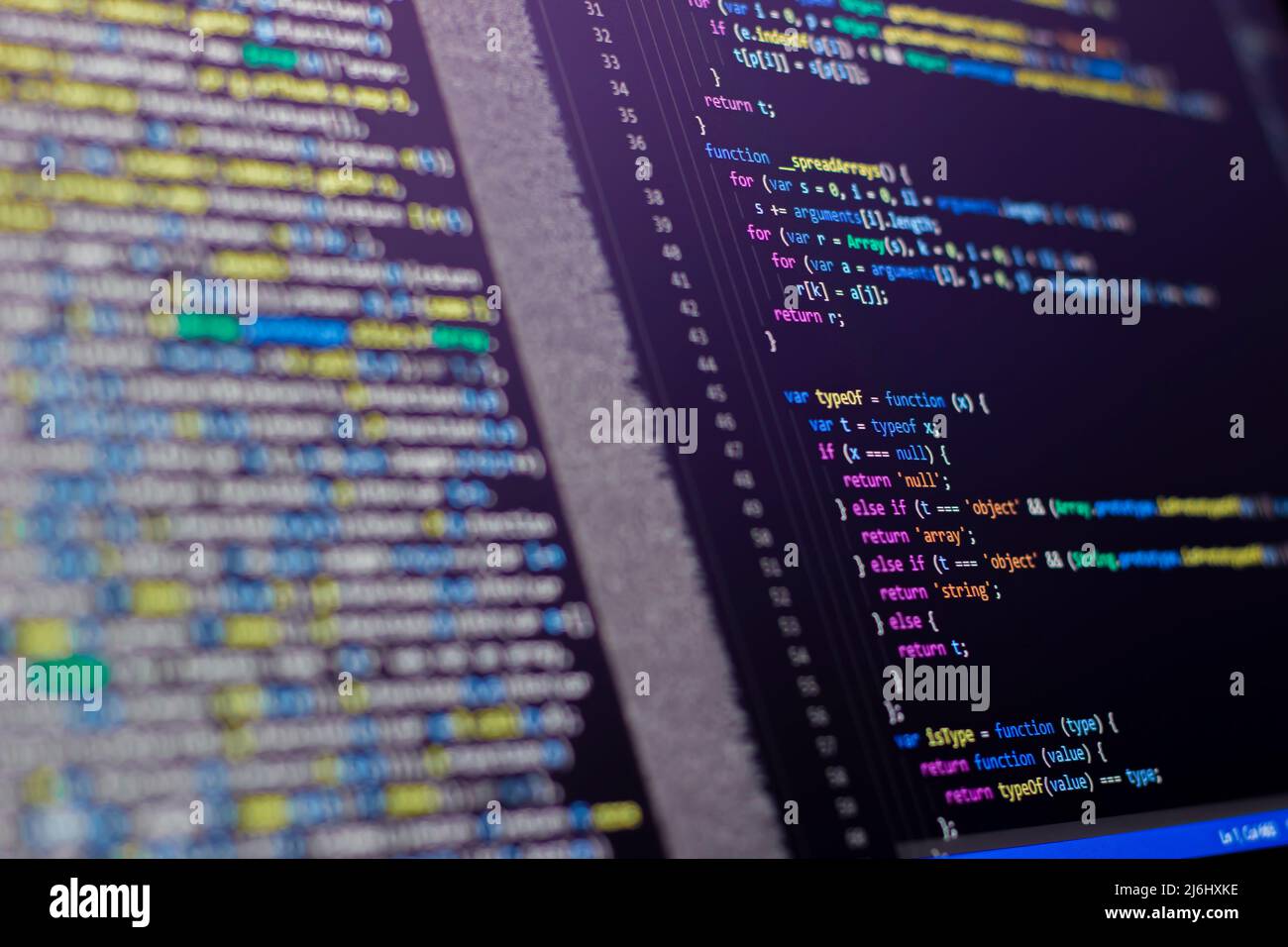 coding lines on the laptop screen. selective focus with some part ...