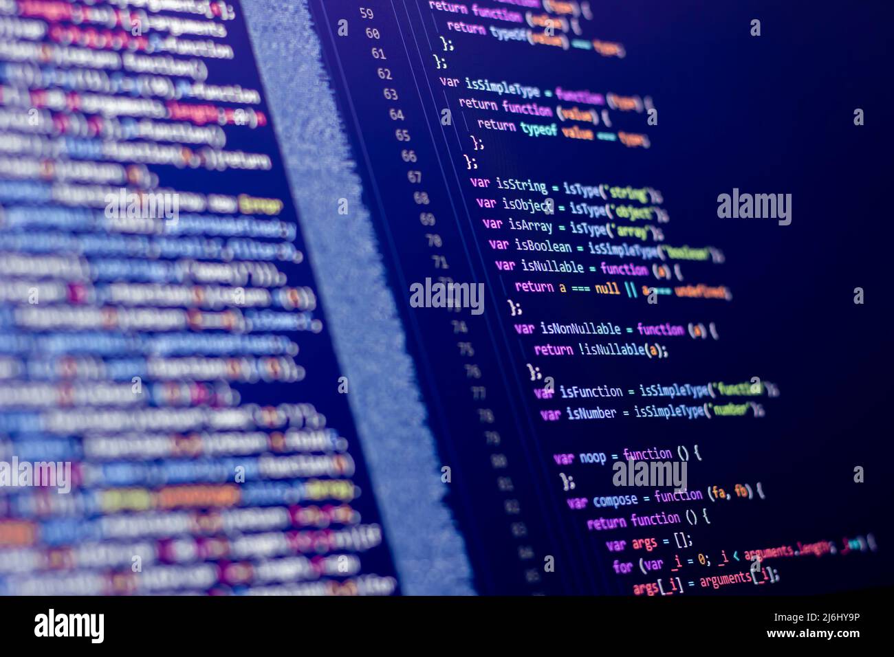 coding lines different color letters or commands. web developing daily life style. digital sources, creative products. Stock Photo