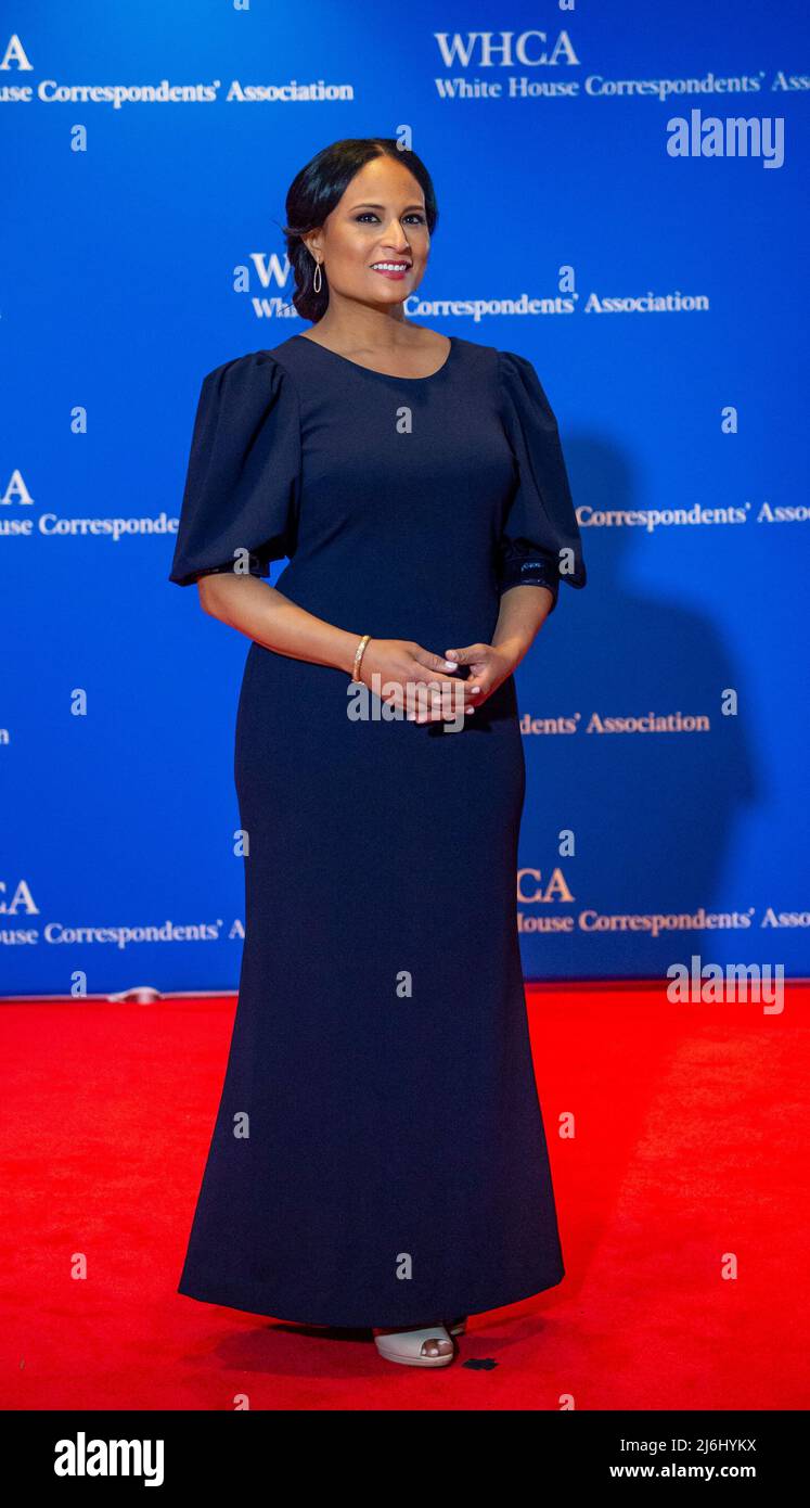 Kristen Welker arrives for the 2022 White House Correspondents Association Annual Dinner at the Washington Hilton Hotel on Saturday, April 30, 2022. This is the first time since 2019 that the WHCA has held its annual dinner due to the COVID-19 pandemic. Credit: Rod Lamkey / CNP Stock Photo