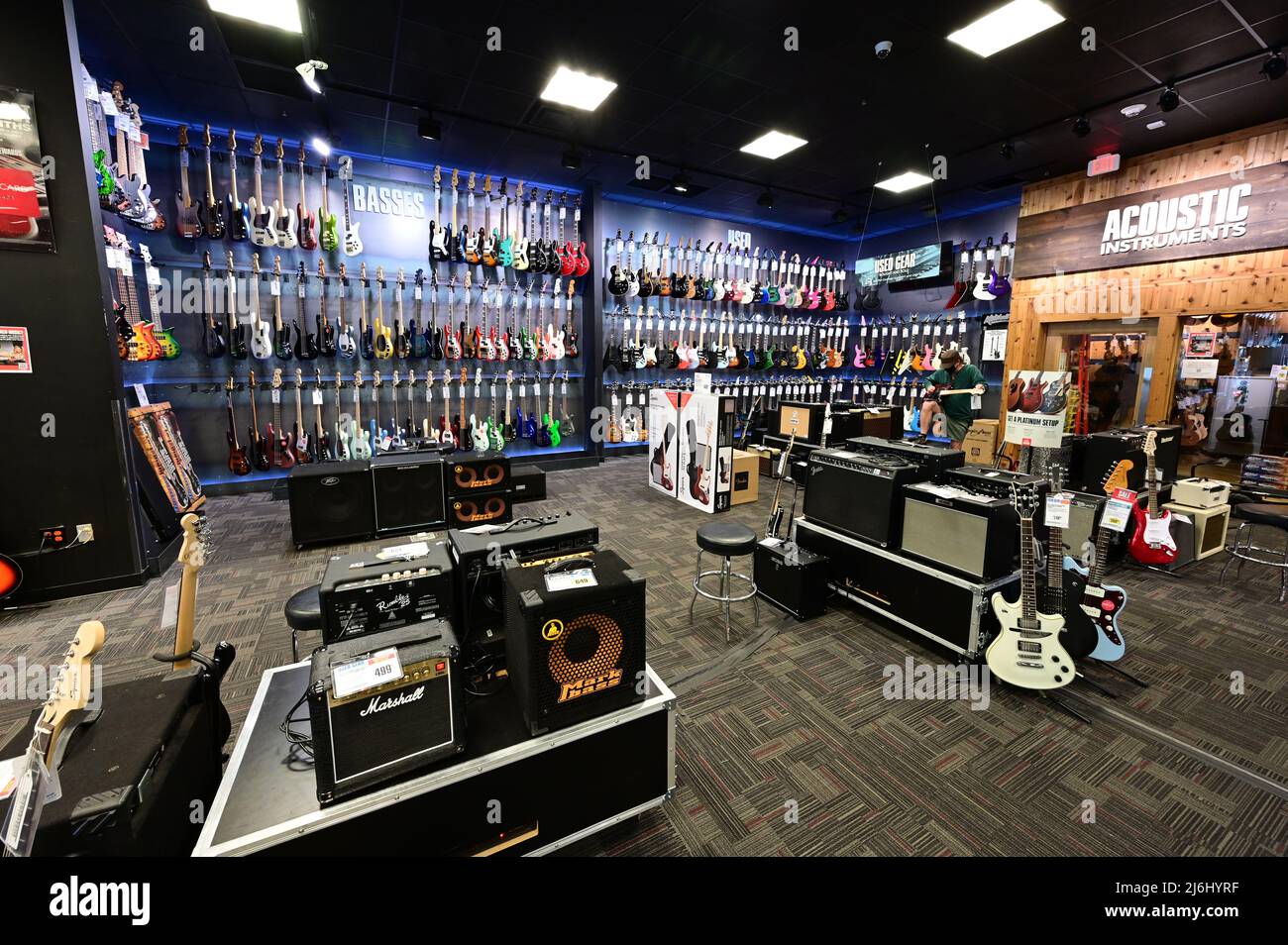 A guitar shop in Las Vegas Stock Photo Alamy
