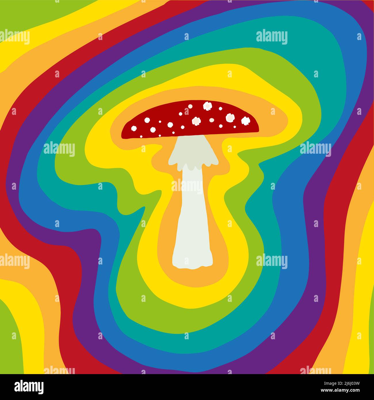 Colorful Psychedelic mushrooms. Bright color illustration. Vector Stock