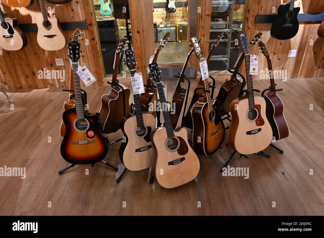 A guitar shop in Las Vegas Stock Photo Alamy