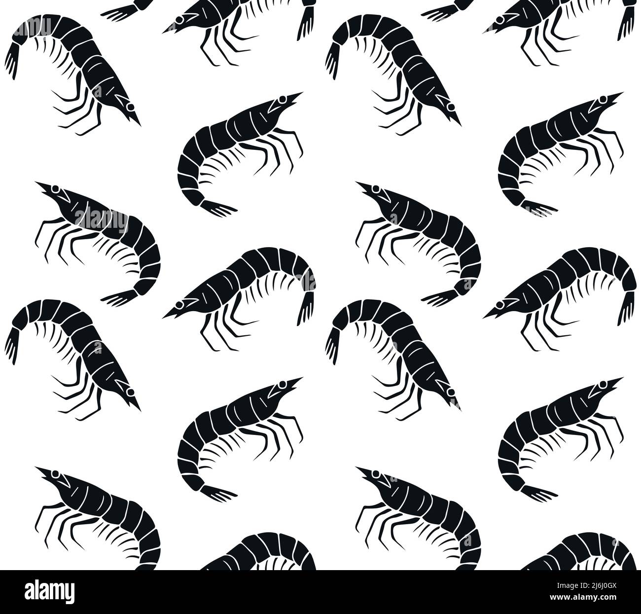 Vector seamless pattern of hand drawn doodle sketch shrimp isolated on ...