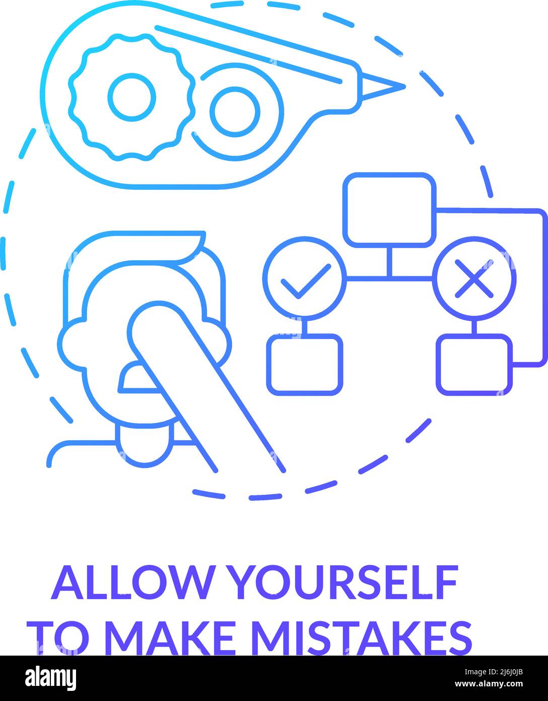 Allow yourself to make mistakes blue gradient concept icon Stock Vector
