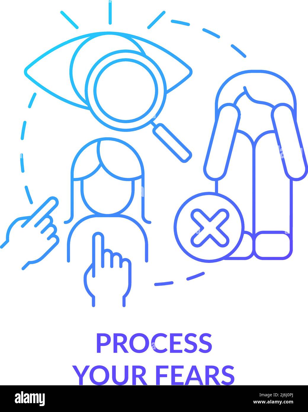 Process your fears blue gradient concept icon Stock Vector
