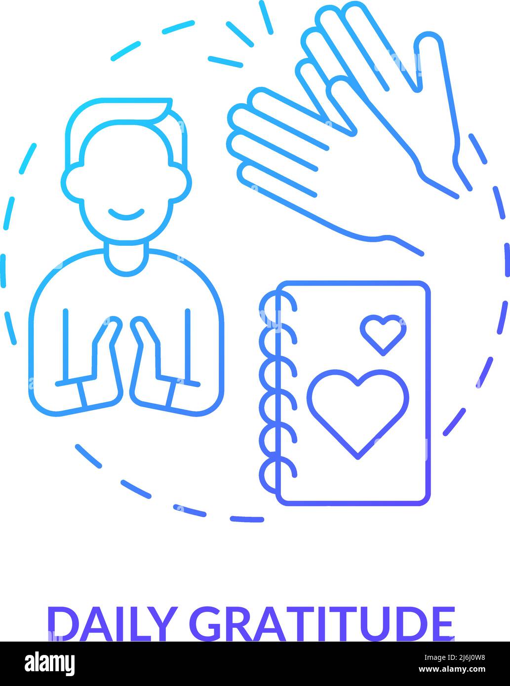 Daily gratitude blue gradient concept icon Stock Vector