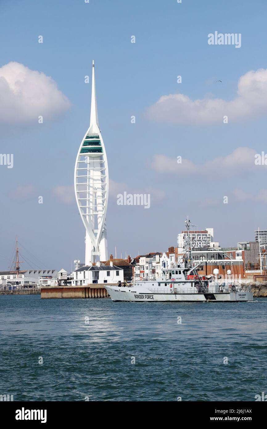 UK Border Force Cutter Valient entering Portsmouth Harbour Stock Photo