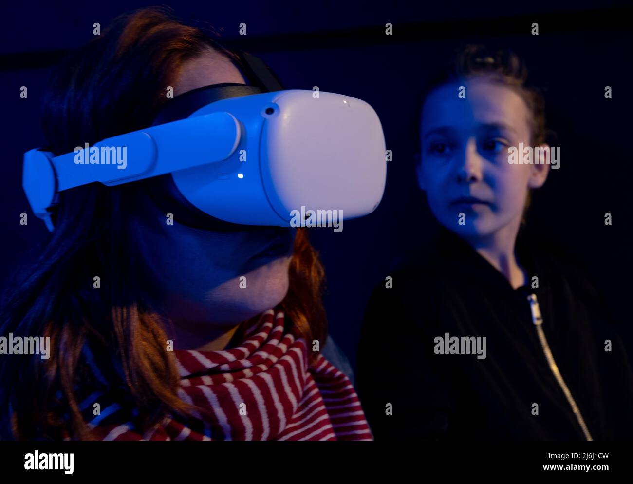 London, UK. 30 Apr 2022. Virtual Reality tour. Visitors wearing VR