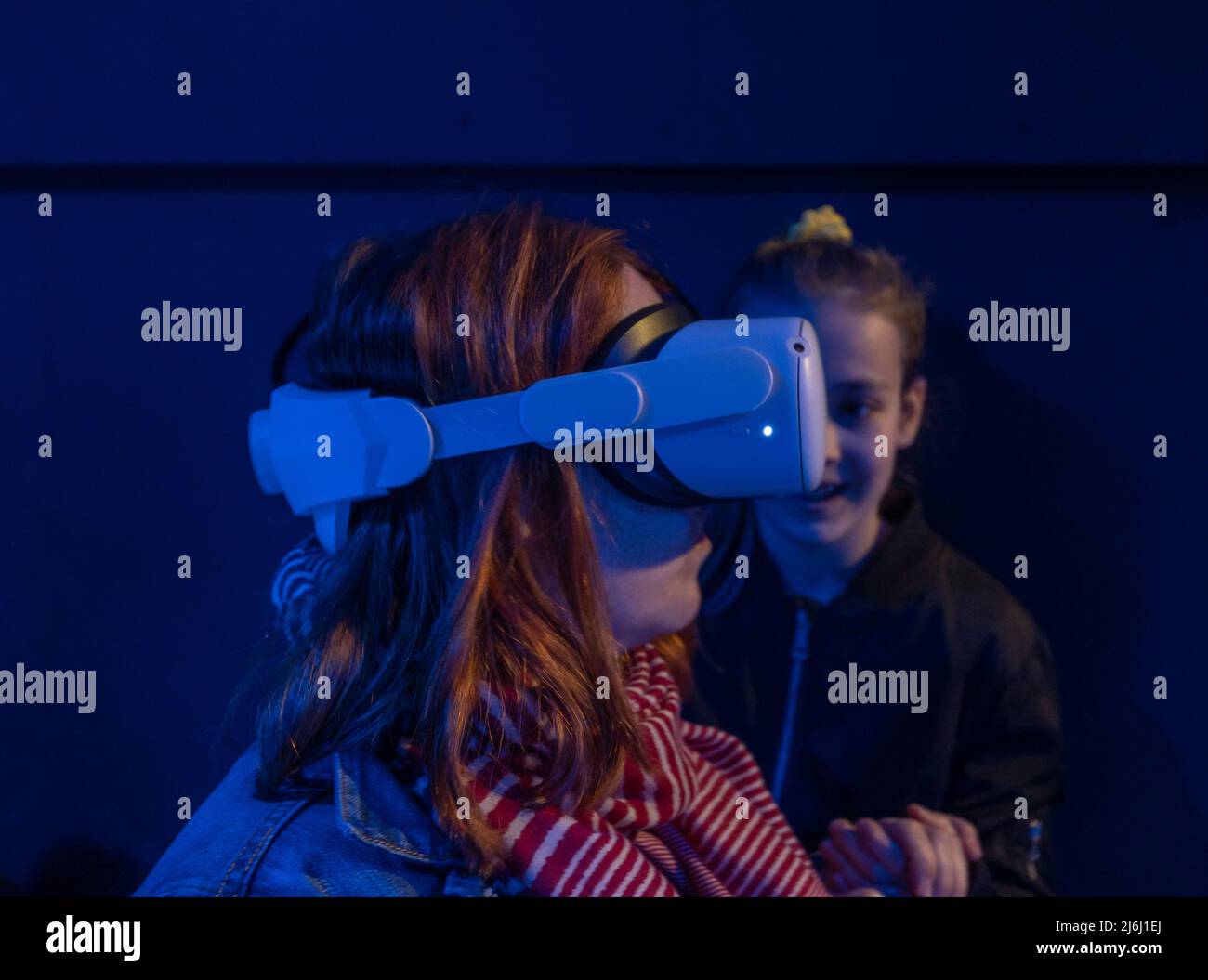 London, UK. 30 Apr 2022. Virtual Reality tour. Visitors wearing VR