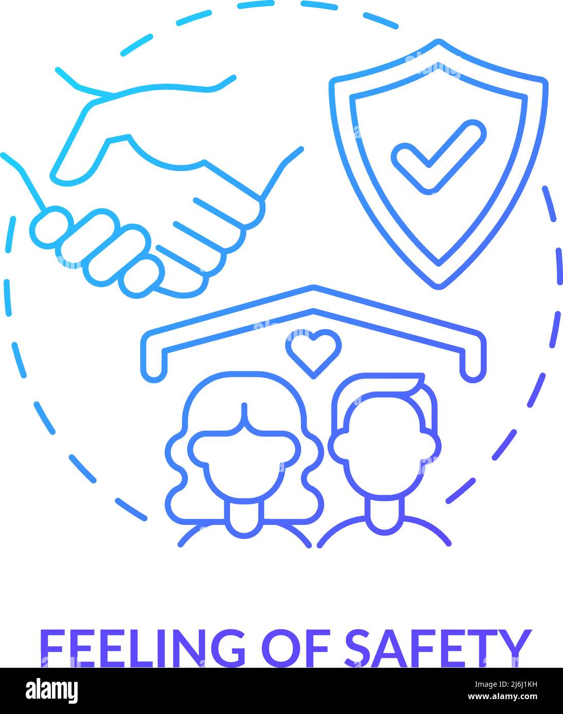 Feeling of safety blue gradient concept icon Stock Vector