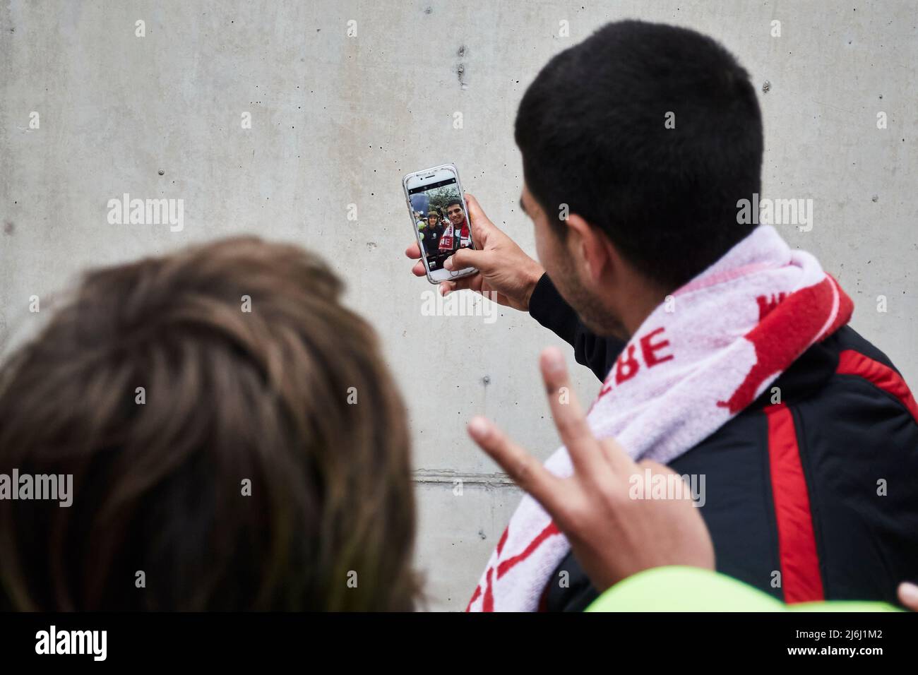 20th Apr 2022; RCT Barceloona, Barcelona, Spain; Barcelona Open Banc Sabadell, Carlos Alcaraz; Carlos Alcaraz signing autographs Stock Photo