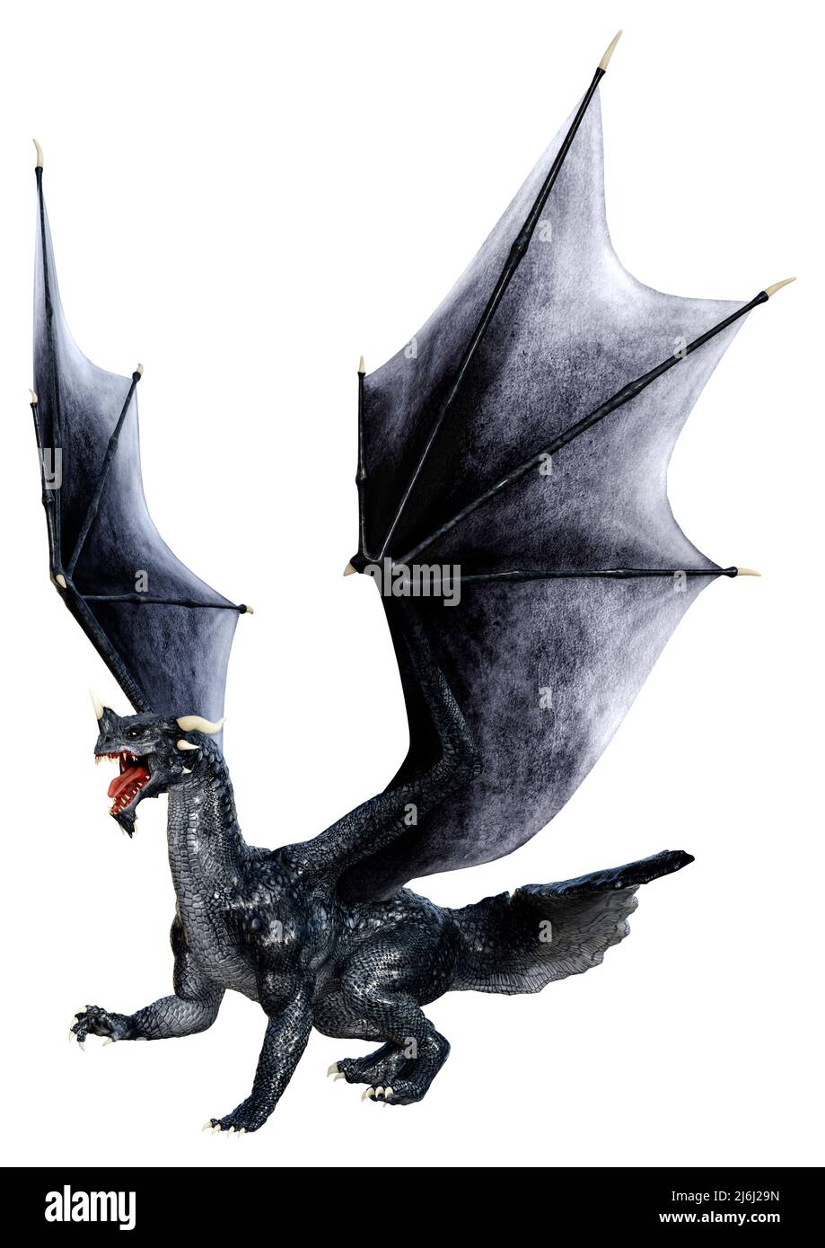 3D rendering of a fantasy dragon isolated on white background Stock ...