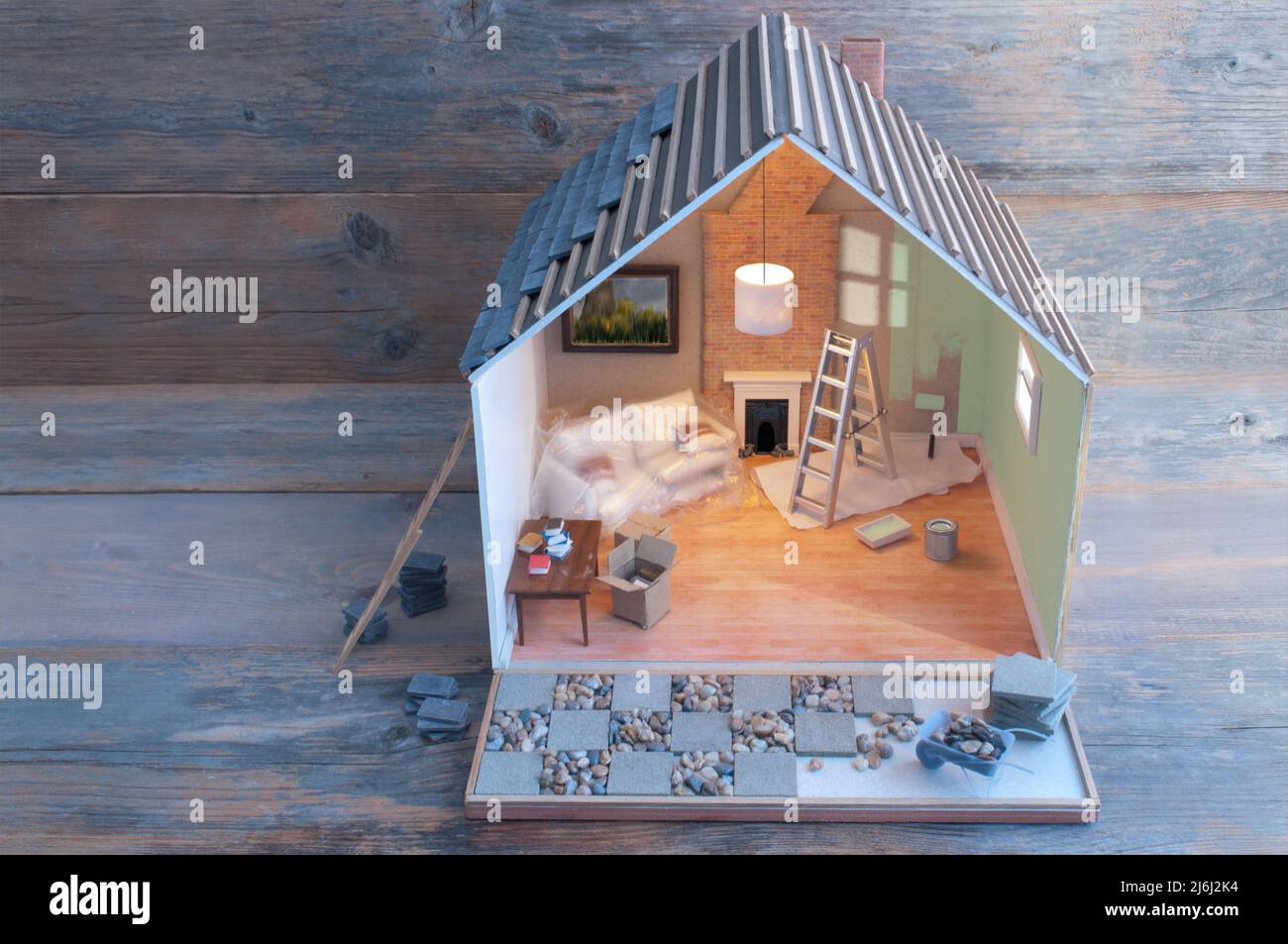 Miniature house diy renovation including painted interior, new roof ...