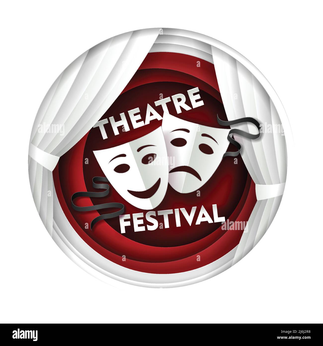 Vector paper cut theater festival poster template Stock Vector