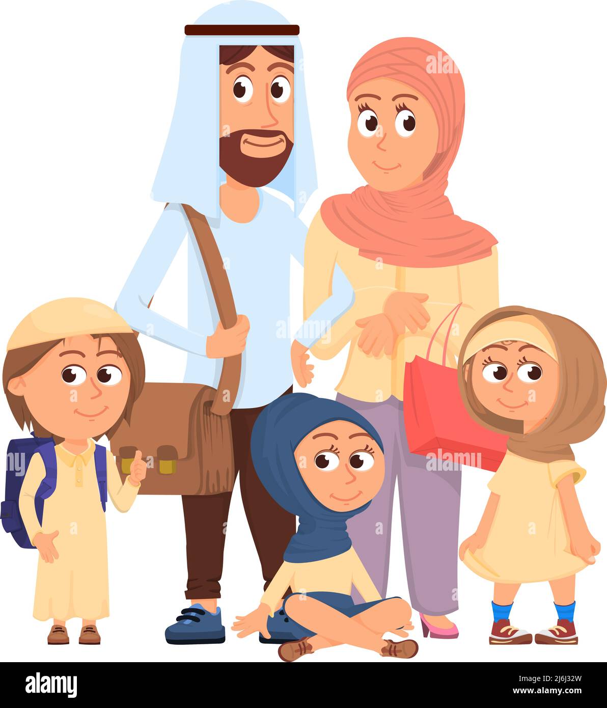 Arabic family. Saudi teenager, arabian father mother and children. Cartoon  muslim characters, traditional boy girl man and woman together, decent  Stock Vector Image & Art - Alamy