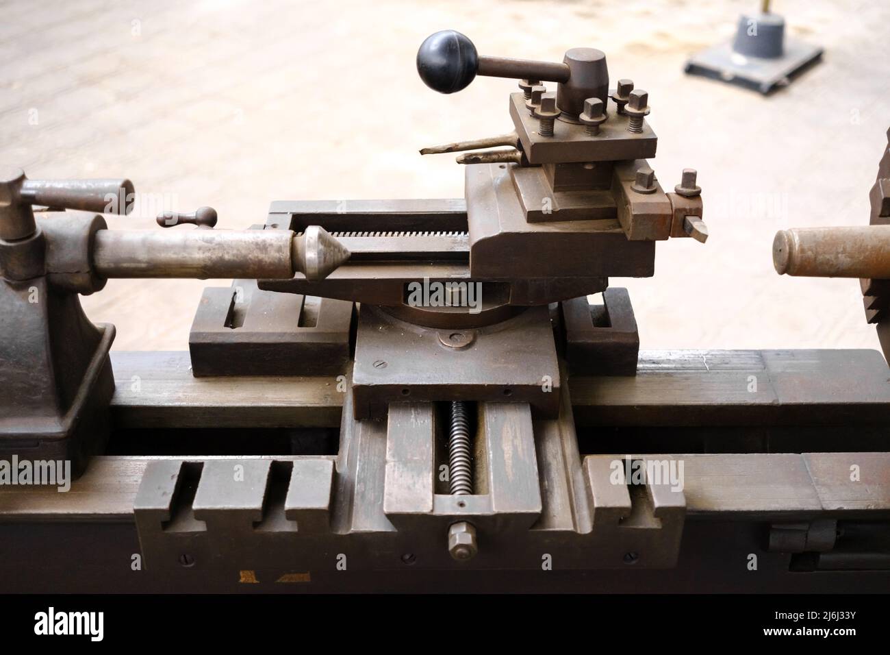 Old tools and manual presses to work the metallic material Stock Photo