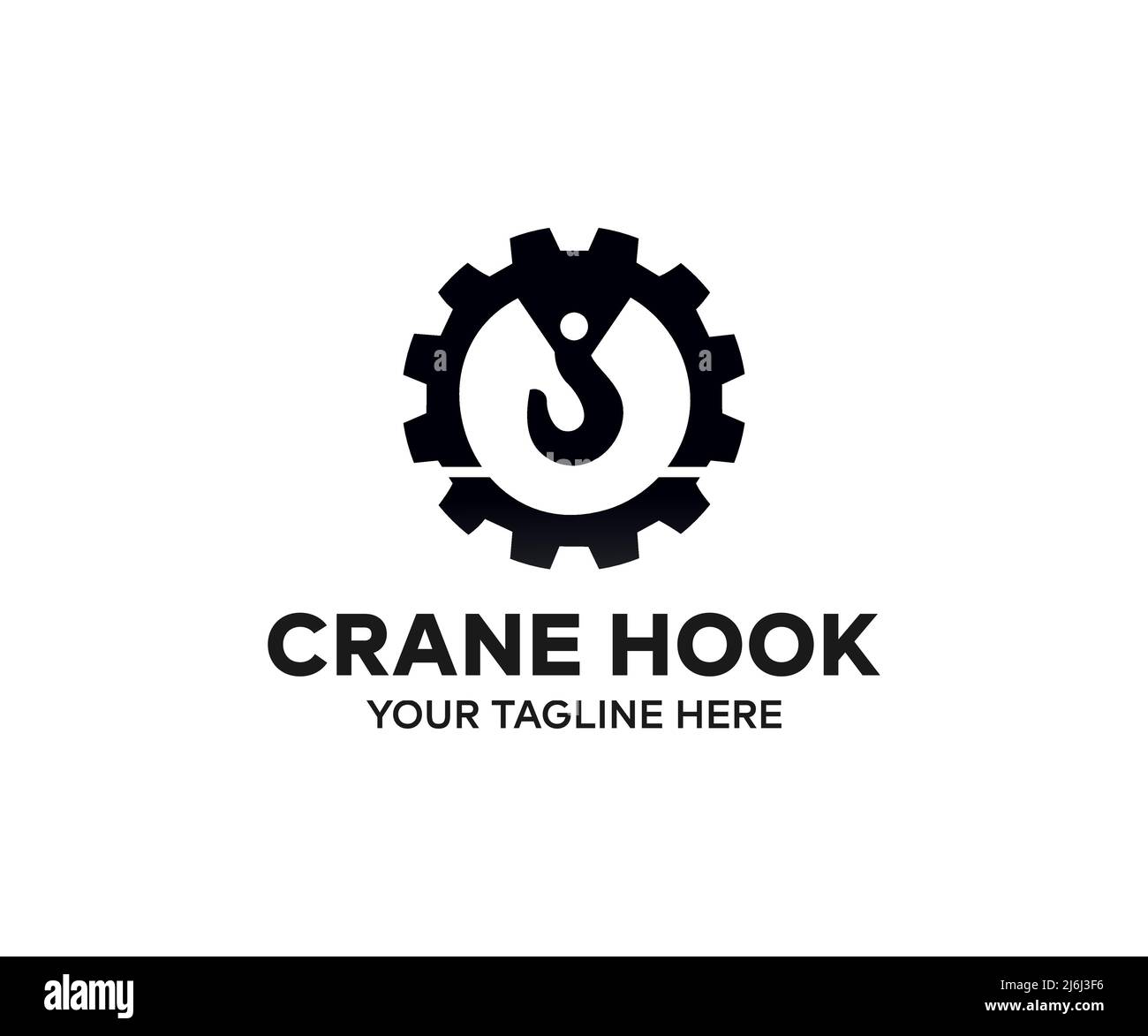 Black industrial Crane Hook logo design. Heavy industry and engineering, steel production or metallurgy industry vector design and illustration. Stock Vector