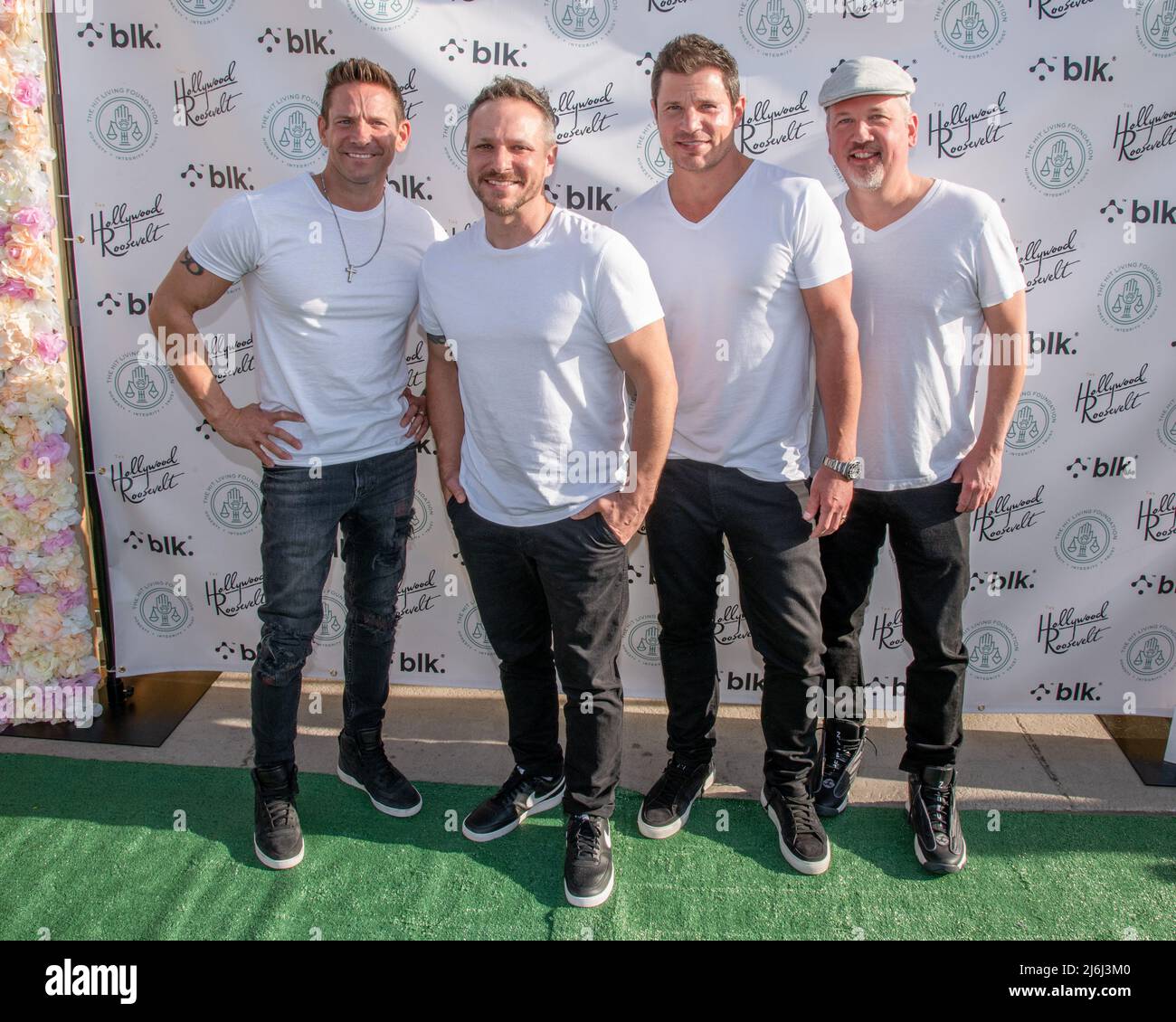 From left to right) Nick Lachey, Drew Lachey, Jeff Timmons, and