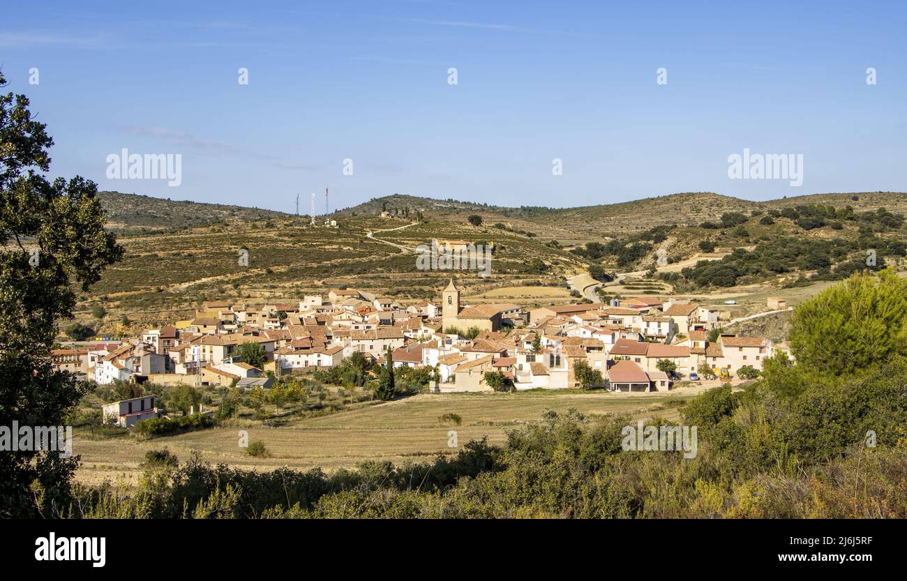 General view of Las Parras de Castellote, nice little rural town in Maestrazgo, Teruel, Aragon Stock Photo