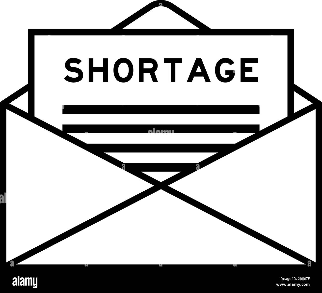 Envelope and letter sign with word shortage as the headline Stock Vector