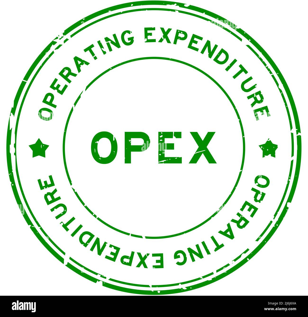Grunge green OPEX operating expendiure word round rubber seal stamp on white background Stock Vector