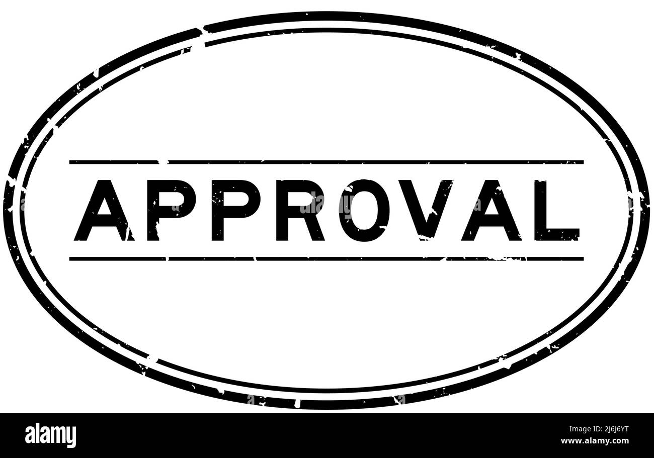 Grunge black approval word oval rubber seal stamp on white background