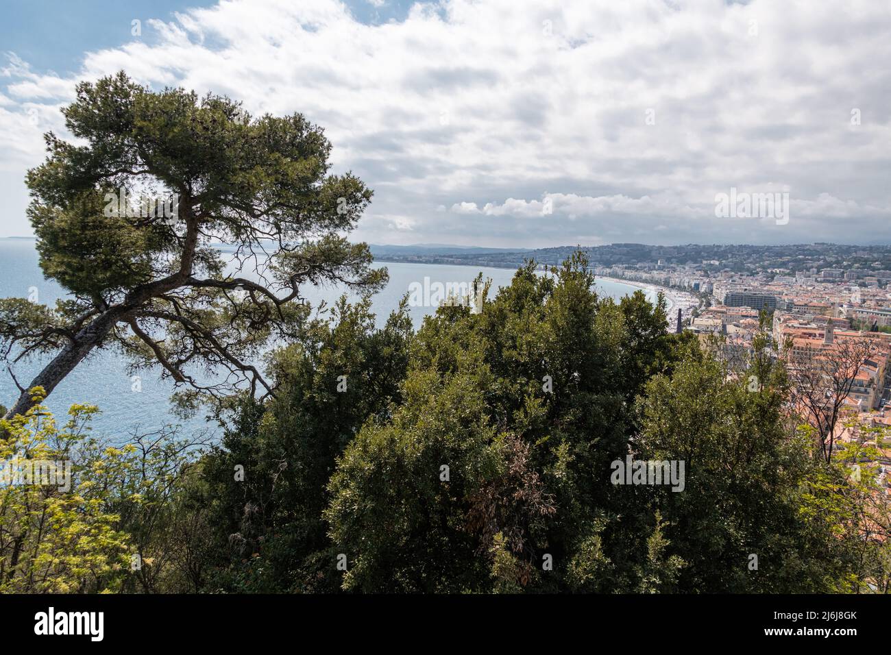 View from Castle Hill Looking over Nice and the Baie des Anges. Stock Photo